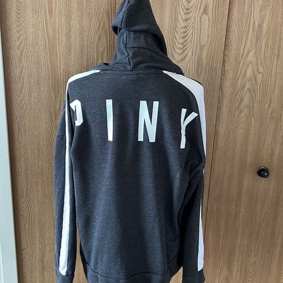 Victoria’s Secret PINK Women’s Gray Long Sleeve Cross Neck Hoodie Sweatshirt SzL - Picture 3 of 5